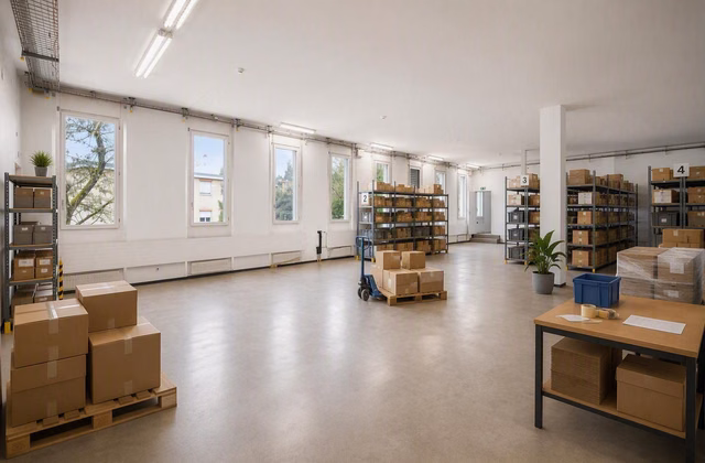More space for your business: 305 m² storage space with goods lift