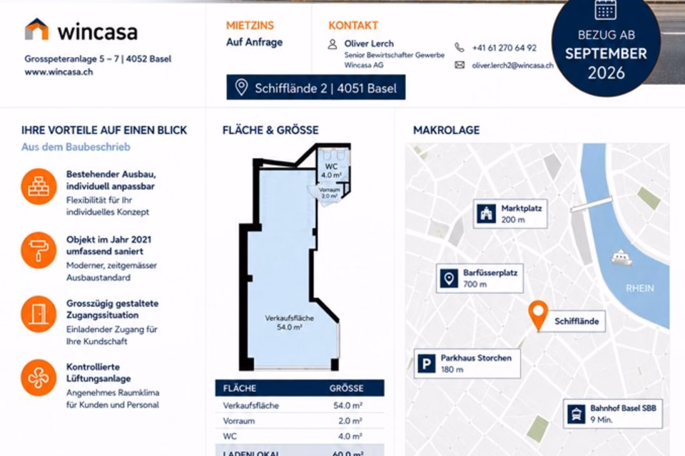 Modern commercial premises – central location at the Schifflände, Basel, Schifflände, 4051 Basel, Basel-City, CH