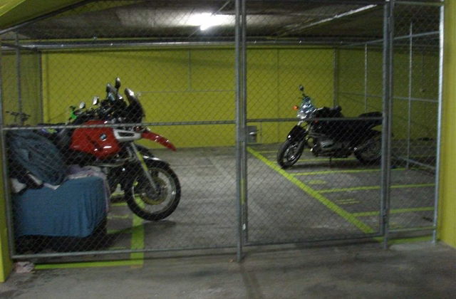Motorcycle parking spaces for rent in the underground garage!