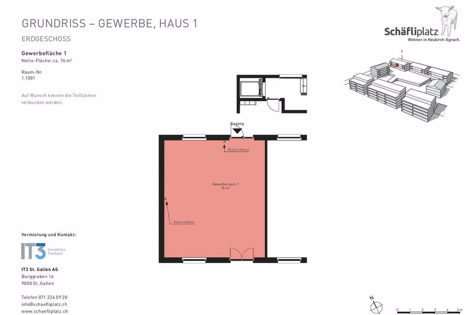 Spacious commercial unit for rent in a central location in Neukirch-Egnach, Schäfliplatz, 9315 Neukirch (Egnach), Thurgau, CH